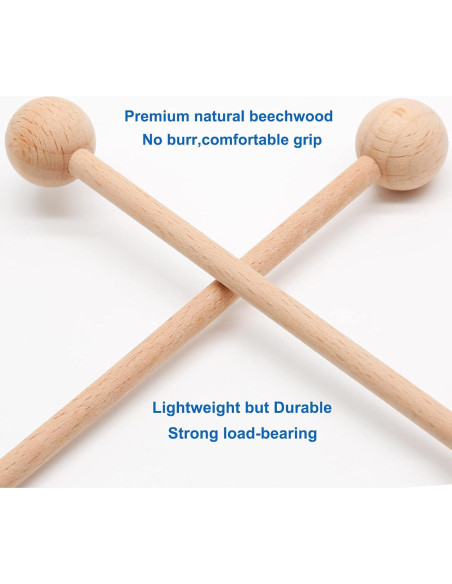 4 Palos de Percusión de Madera 22 cm Mallets Glockenspiel