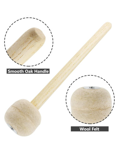 Biaungdo 2 Mallets de Tambor Fieltro 33 cm Beige