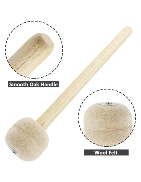 Biaungdo 2 Mallets de Tambor Fieltro 33 cm Beige