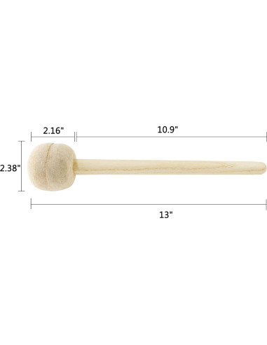 Biaungdo 2 Mallets de Tambor Fieltro 33 cm Beige