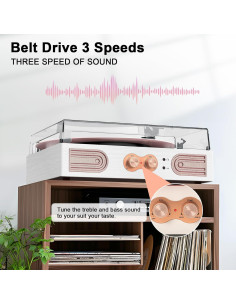 Reproductor de Vinilo DANFI AUDIO TE-2030 Rosa 3 Velocidades 2