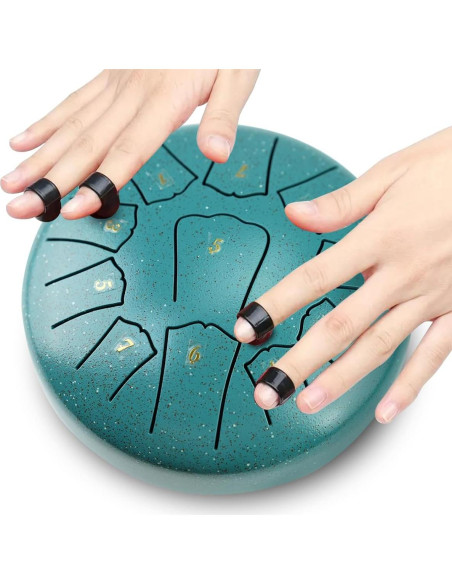 Tambor de Lengua de Acero 11 Notas 15 cm Verde con Accesorios