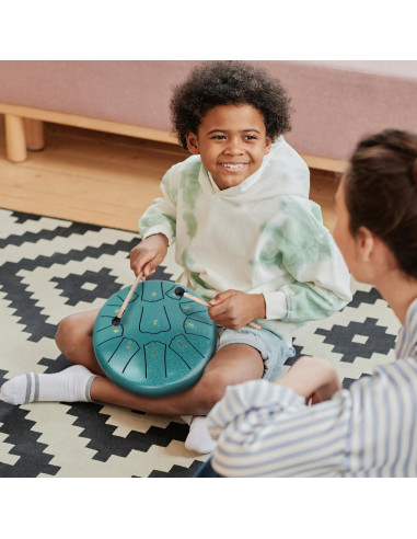 Tambor de Lengua de Acero 11 Notas 15 cm Verde con Accesorios