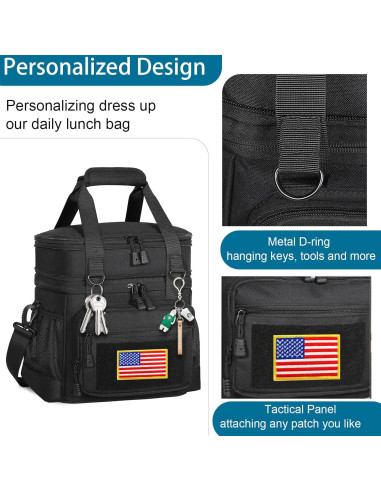 Caja de Almuerzo Aislada GLENKEY Doble Nivel 16L Negra