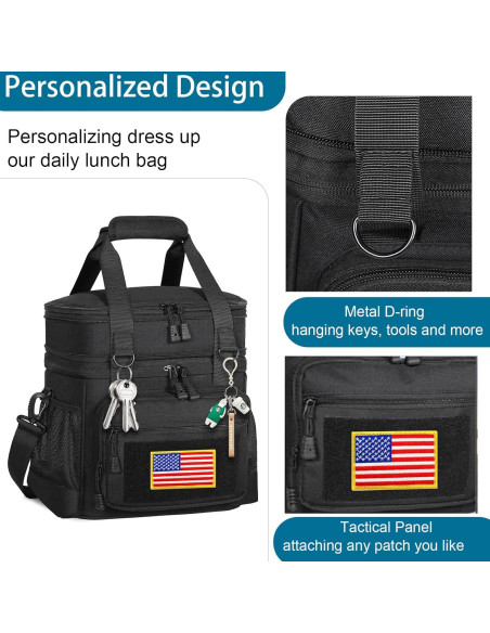 Caja de Almuerzo Aislada GLENKEY Doble Nivel 16L Negra