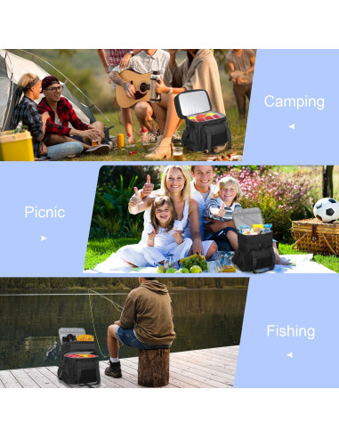 Caja de Almuerzo Aislada GLENKEY Doble Nivel 16L Negra