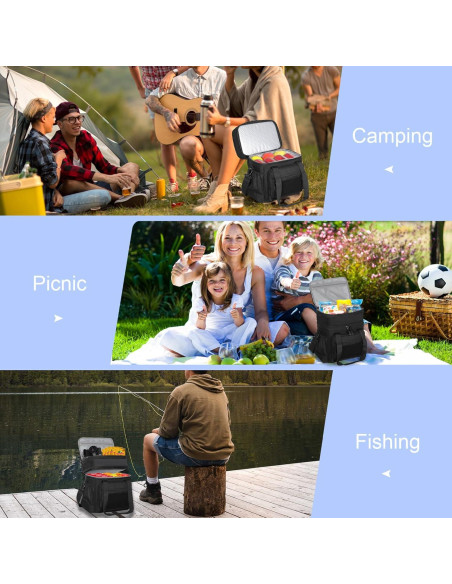 Caja de Almuerzo Aislada GLENKEY Doble Nivel 16L Negra