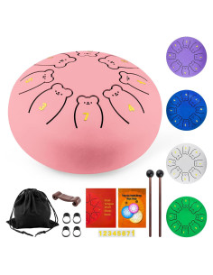 Tambor de Lengua de Acero Rosa 15 cm 8 Notas para Niños