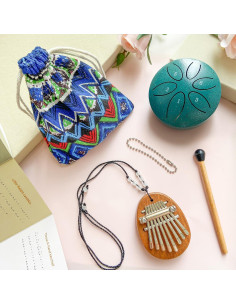Set Mini Instrumentos Musicales Jongdari Kalimba y Tambor Verde 2