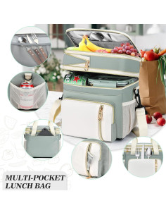 Caja de Almuerzo Aislada BAGNN 16L Verde Oliva Multi-compartimento 2