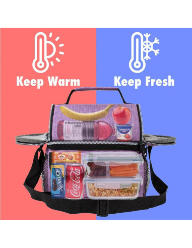 Bolsa de Almuerzo Aislada Opux Morado 10L Doble Compartimento