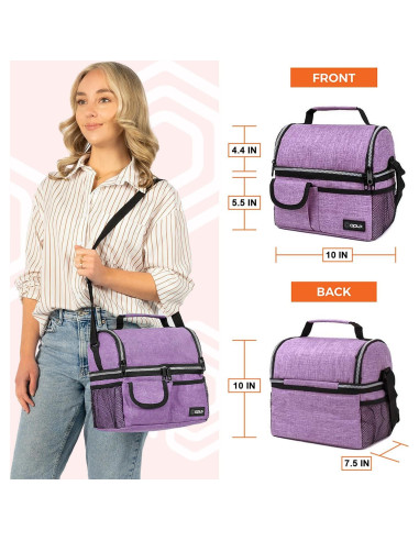 Bolsa de Almuerzo Aislada Opux Morado 10L Doble Compartimento