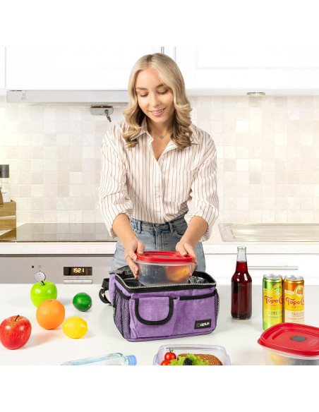 Bolsa de Almuerzo Aislada Opux Morado 10L Doble Compartimento