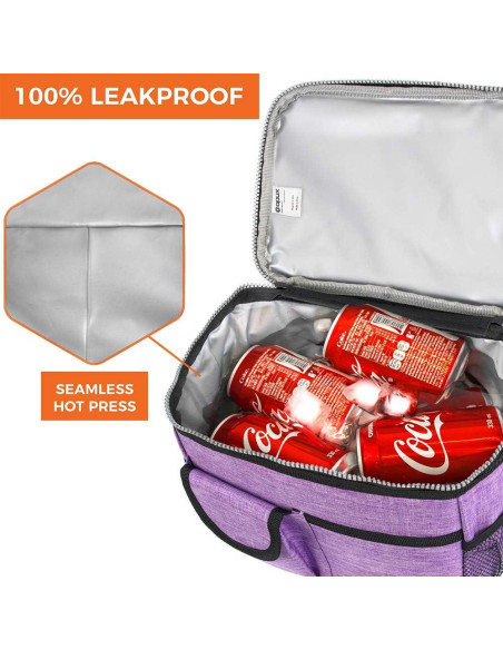 Bolsa de Almuerzo Aislada Opux Morado 10L Doble Compartimento
