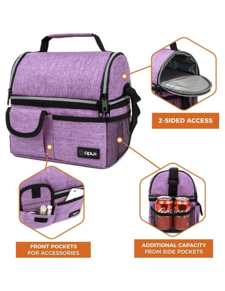 Bolsa de Almuerzo Aislada Opux Morado 10L Doble Compartimento