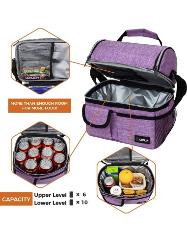 Bolsa de Almuerzo Aislada Opux Morado 10L Doble Compartimento