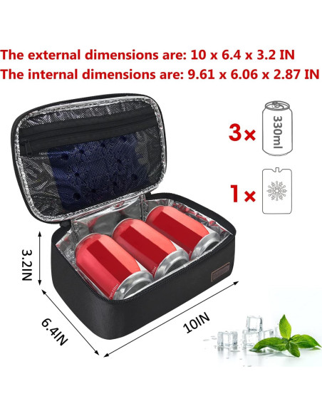 Bolsa de Almuerzo Aislada Gloppie Negra 3.5L Compacta