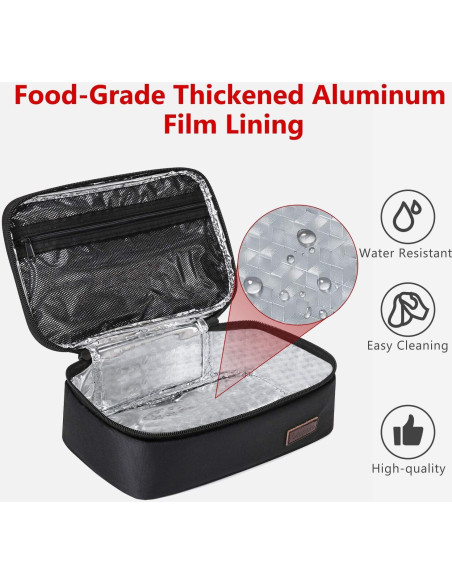 Bolsa de Almuerzo Aislada Gloppie Negra 3.5L Compacta