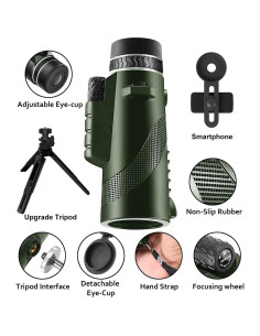 Monocular Telescopio 80x100 ASxmhGo Alta Potencia Verde 2