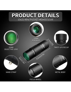 Telescopio Monocular OLIMT 10x25 Compacto Impermeable 2