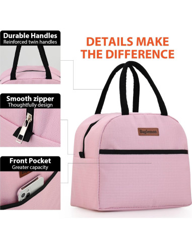 Bolsa de Almuerzo Aislada Baglemon Rosa 26x14.5x23cm