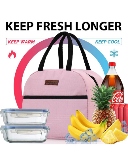Bolsa de Almuerzo Aislada Baglemon Rosa 26x14.5x23cm