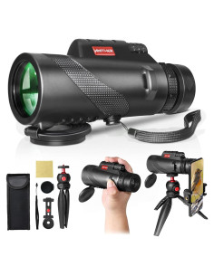 Telescopio Monocular AMITHER 80x100 con Trípode y Adaptador