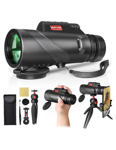 Telescopio Monocular AMITHER 80x100 con Trípode y Adaptador