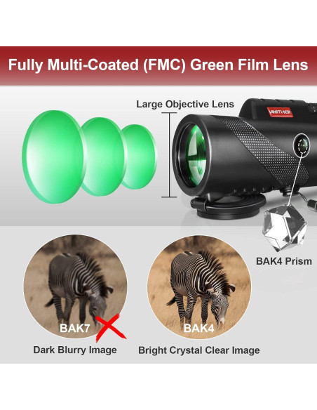 Telescopio Monocular AMITHER 80x100 con Trípode y Adaptador