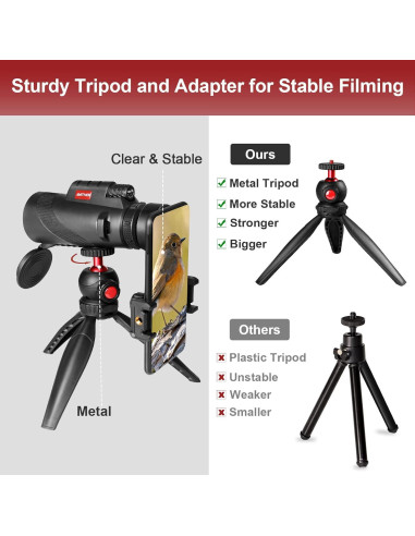 Telescopio Monocular AMITHER 80x100 con Trípode y Adaptador