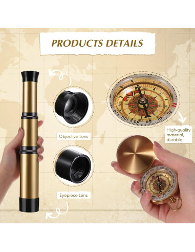 Telescopio Pirata Plegable con Brújula Juexica 22,66 cm