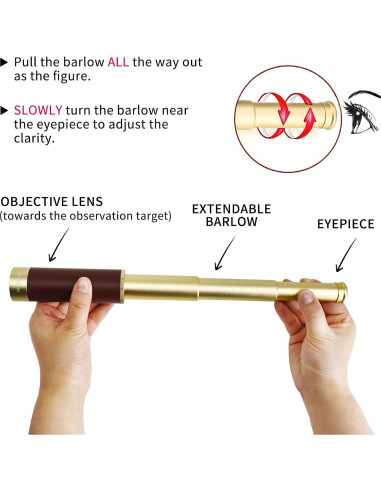 Telescopio Monóculo NewDoar 25x30 Aluminio Dorado