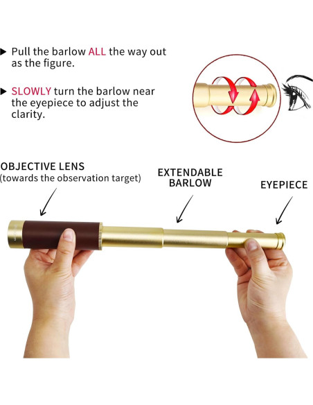 Telescopio Monóculo NewDoar 25x30 Aluminio Dorado