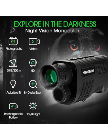 Monóculo Digital YUANZIMOO Visión Nocturna 8X 2000mAh