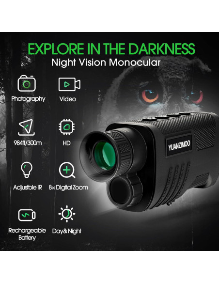 Monóculo Digital YUANZIMOO Visión Nocturna 8X 2000mAh