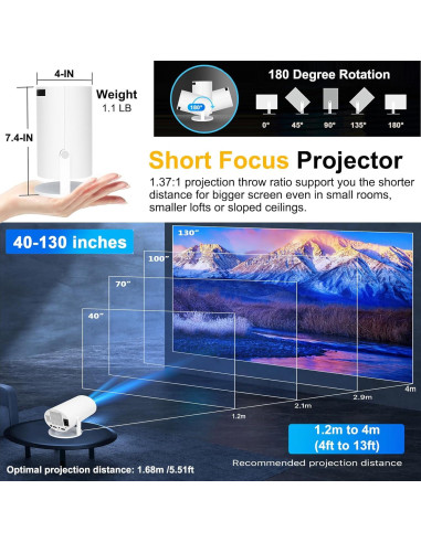 Mini Proyector DCHAV HY300 Pro WiFi Bluetooth 720p 4K