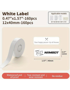 Papel de Etiqueta Blanco Haihaixiong 3 Rollos 12x40mm 2