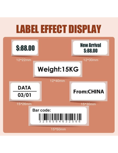 Papel de Etiqueta Blanco Haihaixiong 3 Rollos 12x40mm