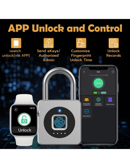 Candado Biométrico Pothunder YL-P6BF Plata con APP Candado Biométrico Pothunder YL-P6BF Plata con APP