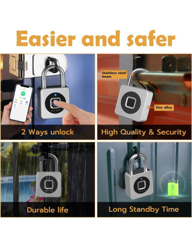 Candado Biométrico Pothunder YL-P6BF Plata con APP