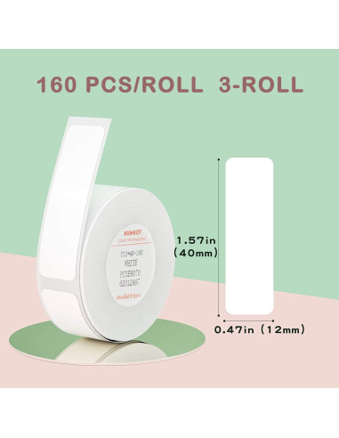 Cinta de Etiqueta Niimbot D11/D110/D101 3 Rollos 12x40mm