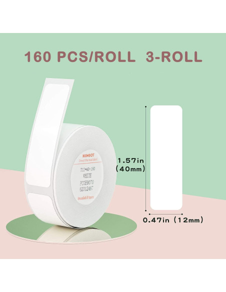 Cinta de Etiqueta Niimbot D11/D110/D101 3 Rollos 12x40mm