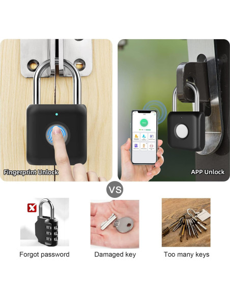 Candado biométrico eLinkSmart para casillero negro