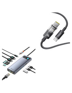 Baseus Hub USB C 9 en 1 Doble Monitor 4K 120Hz con Cable 100W