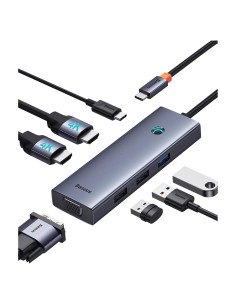 Estación de Acoplamiento Doble Monitor Baseus 7 en 1 USB-C 4K