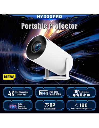 Proyector Inteligente Glowki HY300 PRO - 1280x720P, WiFi6