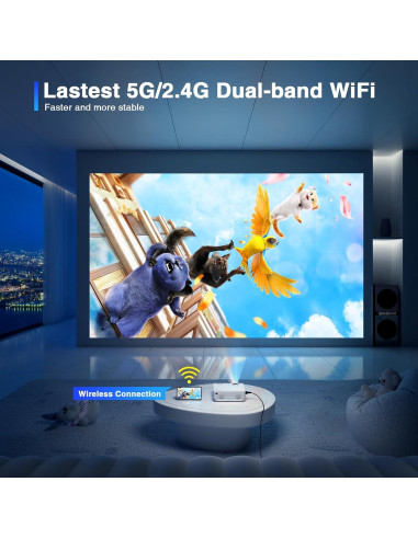 Proyector Mini Full HD 1080P AuKing 2024 Wifi y Bluetooth