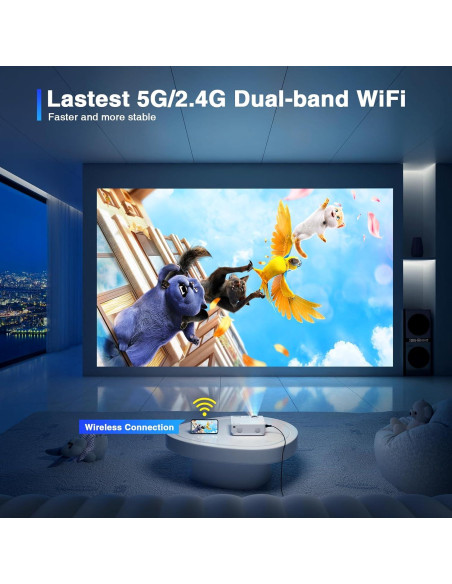 Proyector Mini Full HD 1080P AuKing 2024 Wifi y Bluetooth