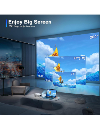 Proyector Mini Full HD 1080P AuKing 2024 Wifi y Bluetooth