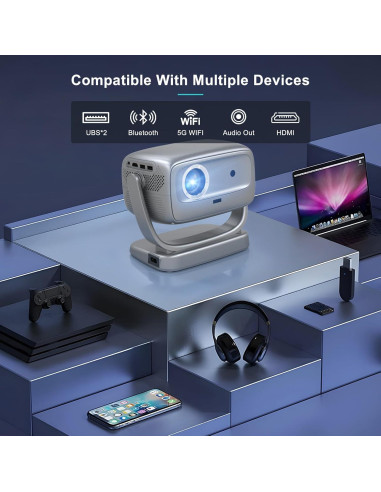 Proyector portátil COOLKANGAROO 1080P WiFi Bluetooth 4K